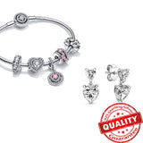 925 Silver Heart & Star Earrings Rose Stud Flower Pansy Women Jewelry Gift