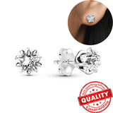925 Silver Heart & Star Earrings Rose Stud Flower Pansy Women Jewelry Gift
