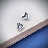 925 Sterling Silver Heart Stud Earrings for Girls EH064