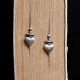 925 Silver Heart Sword Stud Earrings Vintage Jewelry for Women