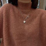 925 Silver Heart Tassel Choker Necklace For Women Fine Jewelry