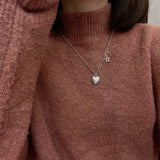 925 Silver Heart Tassel Choker Necklace For Women Fine Jewelry