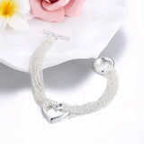 925 Silver Heart Tassel Bracelet Chain for Women