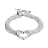 925 Silver Heart Tassel Bracelet Chain for Women