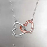 925 Silver Double Heart Ring Necklace Pendant Women's Jewelry