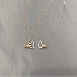 925 Silver Double Heart Ring Necklace Pendant Women's Jewelry