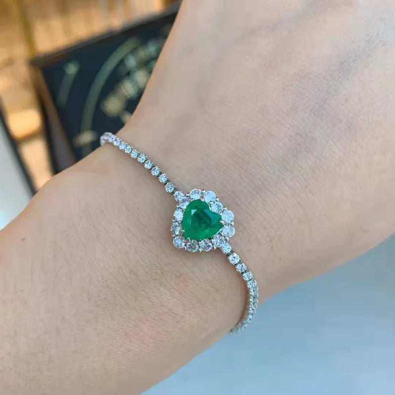 925 Silver Heart Zircon Bracelet Women Valentines Gift Kpop Encanto