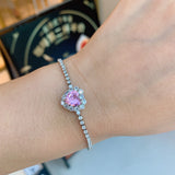 925 Silver Heart Zircon Bracelet Women Valentines Gift Kpop Encanto