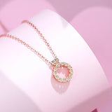 925 Silver Zircon Heart Pendant Necklace Women Rose Plating Jewelry