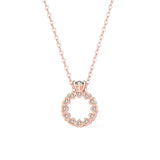 925 Silver Zircon Heart Pendant Necklace Women Rose Plating Jewelry