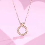 925 Silver Zircon Heart Pendant Necklace Women Rose Plating Jewelry