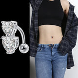 925 Silver Heart Zircon Navel Belly Button Piercing Women Jewelry