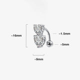 925 Silver Heart Zircon Navel Belly Button Piercing Women Jewelry