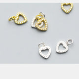 925 Sterling Silver Heart Zircon Women Dangle Charms Decoration