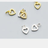 925 Sterling Silver Heart Zircon Women Dangle Charms Decoration