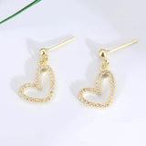 925 Silver Heart Stud Earrings For Women Jewelry