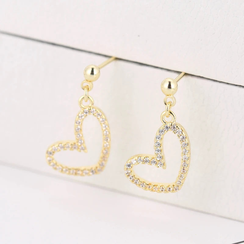 925 Silver Heart Stud Earrings For Women Jewelry