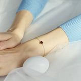 925 Silver Heart-shaped Agate Bracelet Summer Red Heart Jewelry