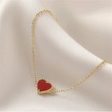 925 Silver Heart-shaped Agate Bracelet Summer Red Heart Jewelry