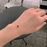 925 Silver Heart-shaped Agate Bracelet Summer Red Heart Jewelry