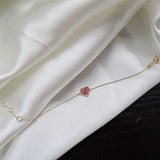 925 Silver Heart-shaped Agate Bracelet Summer Red Heart Jewelry