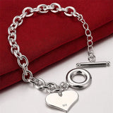 925 Silver Heart/Round/Mickey Pendant Bracelet For Woman Charm Wedding Jewelry
