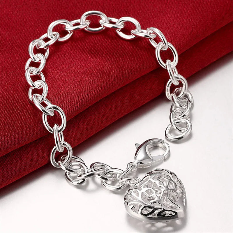 925 Silver Heart/Round/Mickey Pendant Bracelet For Woman Charm Wedding Jewelry