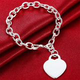 925 Silver Heart/Round/Mickey Pendant Bracelet For Woman Charm Wedding Jewelry
