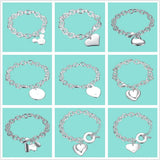 925 Silver Heart/Round/Mickey Pendant Bracelet For Woman Charm Wedding Jewelry