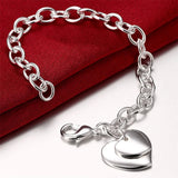 925 Silver Heart/Round/Mickey Pendant Bracelet For Woman Charm Wedding Jewelry
