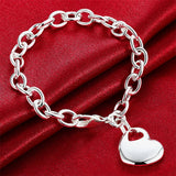 925 Silver Heart/Round/Mickey Pendant Bracelet For Woman Charm Wedding Jewelry