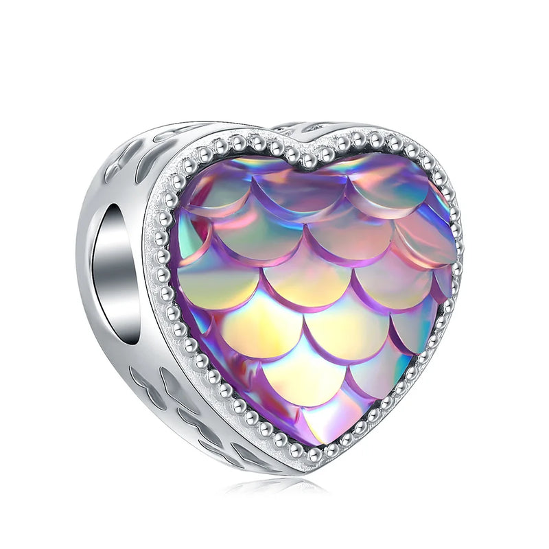 925 Silver Heart Charms Beads for European Bracelet