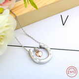 925 Silver Heartbeat Love Pendant Necklace with Zirconia Horseshoe Heart