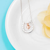 925 Silver Heartbeat Love Pendant Necklace with Zirconia Horseshoe Heart
