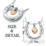 925 Silver Heartbeat Love Pendant Necklace with Zirconia Horseshoe Heart