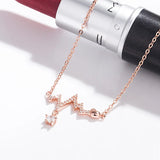 925 Silver Heartbeat Necklace with Single Diamond