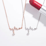 925 Silver Heartbeat Necklace with Single Diamond
