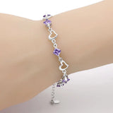 925 Silver Hearts Zircon Adjustable Chain Women's Bracelet