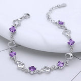 925 Silver Hearts Zircon Adjustable Chain Women's Bracelet