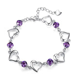 925 Silver Hearts Zircon Adjustable Chain Women's Bracelet