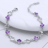925 Silver Hearts Zircon Adjustable Chain Women's Bracelet
