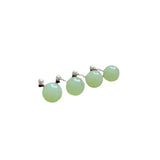 925 Silver Hetian Jade Circle Stud Earrings Retro Geometry Mini Earring