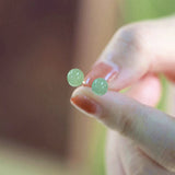925 Silver Hetian Jade Circle Stud Earrings Retro Geometry Mini Earring