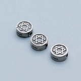 925 Sterling Silver Hexagonal Star Round Spacer Beads 9.5mm