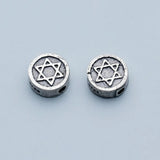 925 Sterling Silver Hexagonal Star Round Spacer Beads 9.5mm