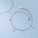 925 Silver Hexagram Star Women's Anklet Foot Bracelet Adjustable