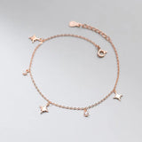 925 Silver Hexagram Star Women's Anklet Foot Bracelet Adjustable