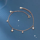 925 Silver Hexagram Star Women's Anklet Foot Bracelet Adjustable