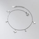 925 Silver Hexagram Star Women's Anklet Foot Bracelet Adjustable