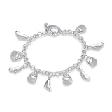 925 Silver High Heels Bag Pendant Bracelet